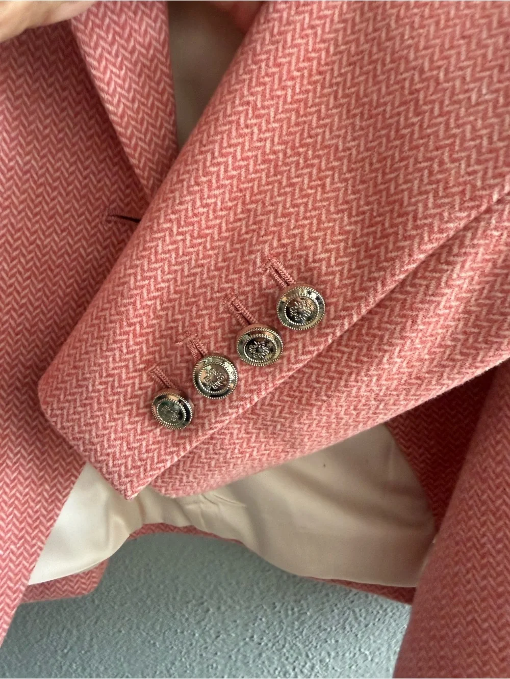 WHBM Studio Blazer Herringbone Jacket Faded Rose Size 8